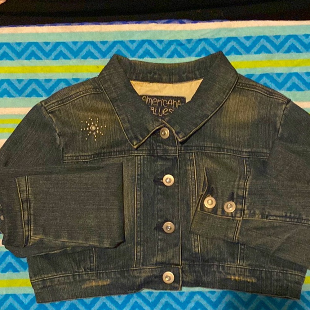 Jean half jacket tan highlights thru-out sparkling studs size L or M